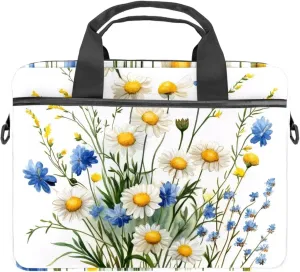 Watercolor Blue Flowers Floral Laptop Shoulder Bag Slim Computer Briefcase Laptop Sleeve Messenger Case