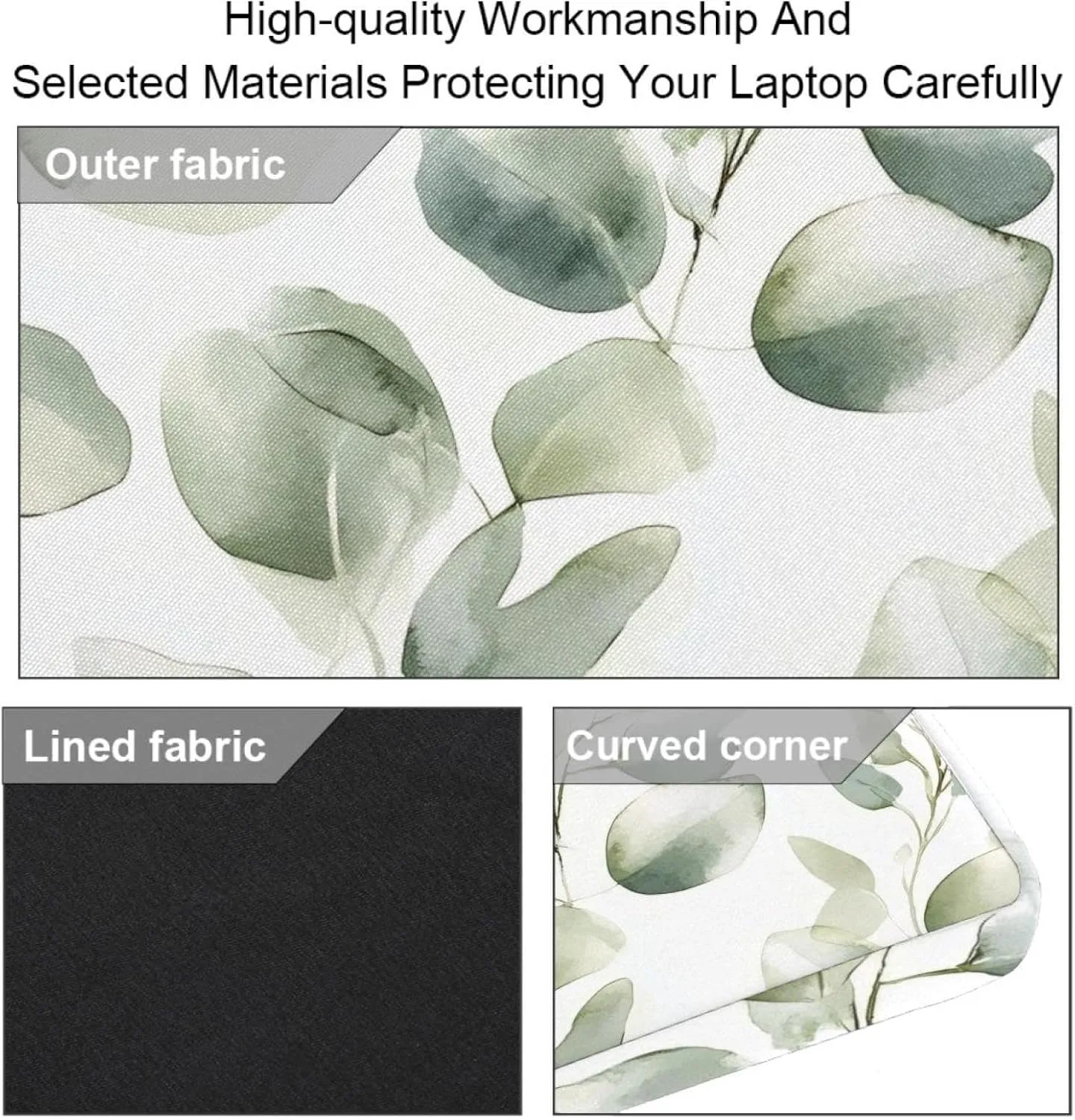 Watercolor Flowers Green Herbs Floral Seamless Pattern Laptop Bag Case Computer Sleeve Shoulder Messenger Bag for Work School