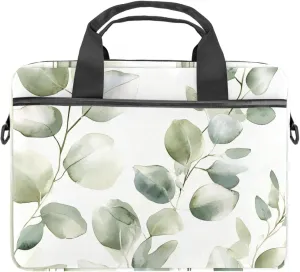 Watercolor Flowers Green Herbs Floral Seamless Pattern Laptop Bag Case Computer Sleeve Shoulder Messenger Bag for Work School