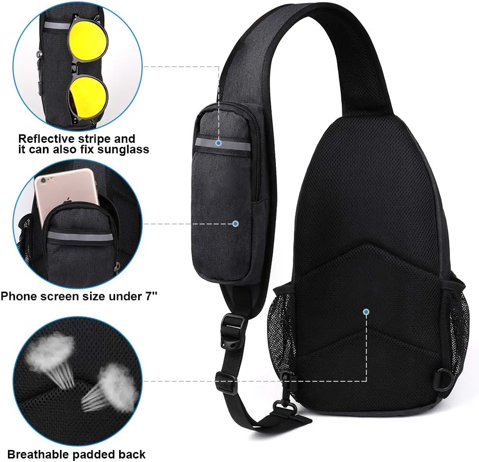 WATERFLY Crossbody Sling Backpack Sling Bag Travel Hiking Chest Bag Daypack