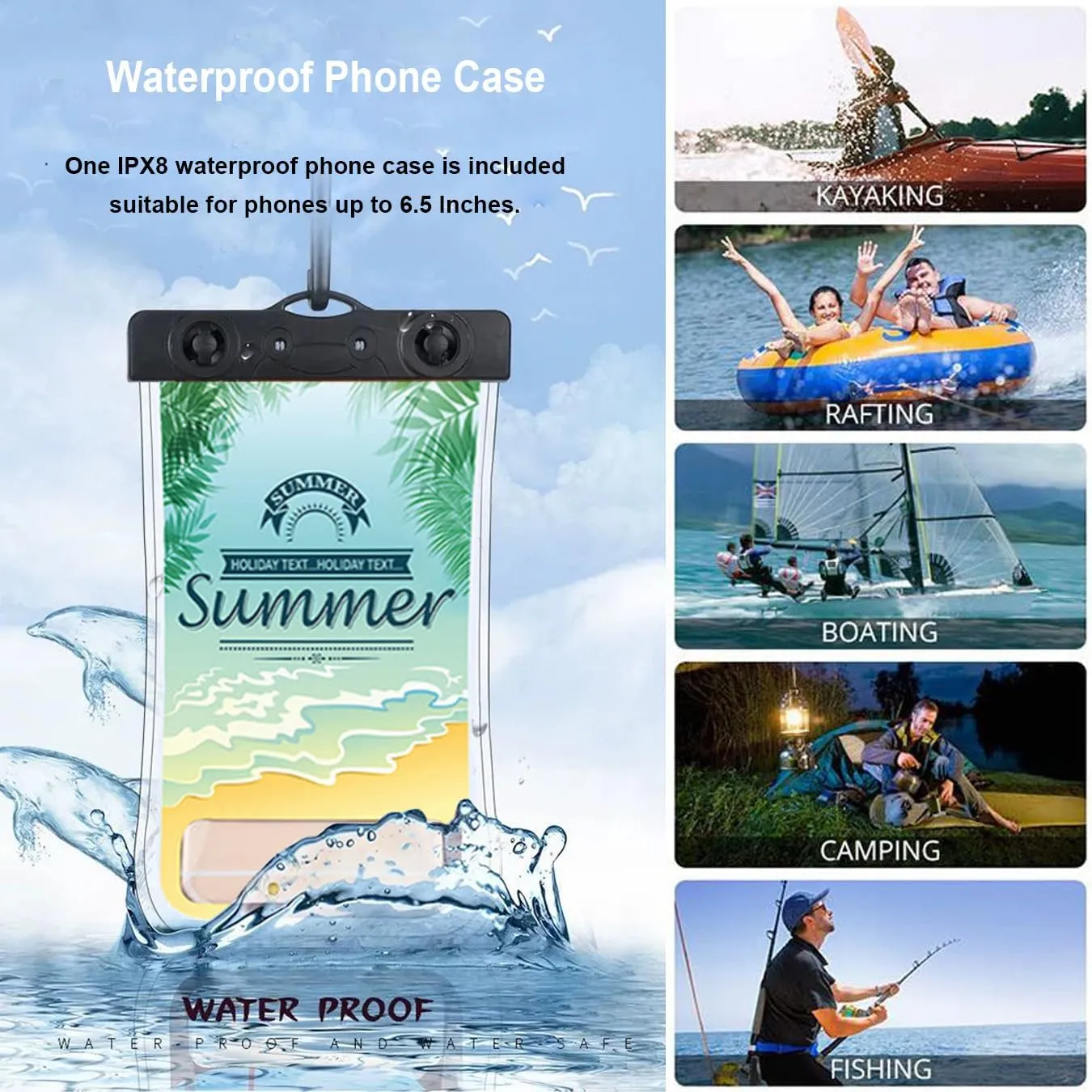 Waterproof Dry Bag,5L/10L/20L Roll Top Lightweight Dry Storage Bag Backpack with Waterproof Phone Case for Travel,Swimming,Boating,Kayaking,Fishing,Camping and Beach (Blue 1pcs, 20L)