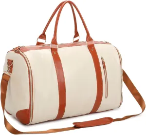 WEALTH Convertible Toiletry Bag - Waterproof Travel Organizer, Weekender Essentials (Beige paired with brown)
