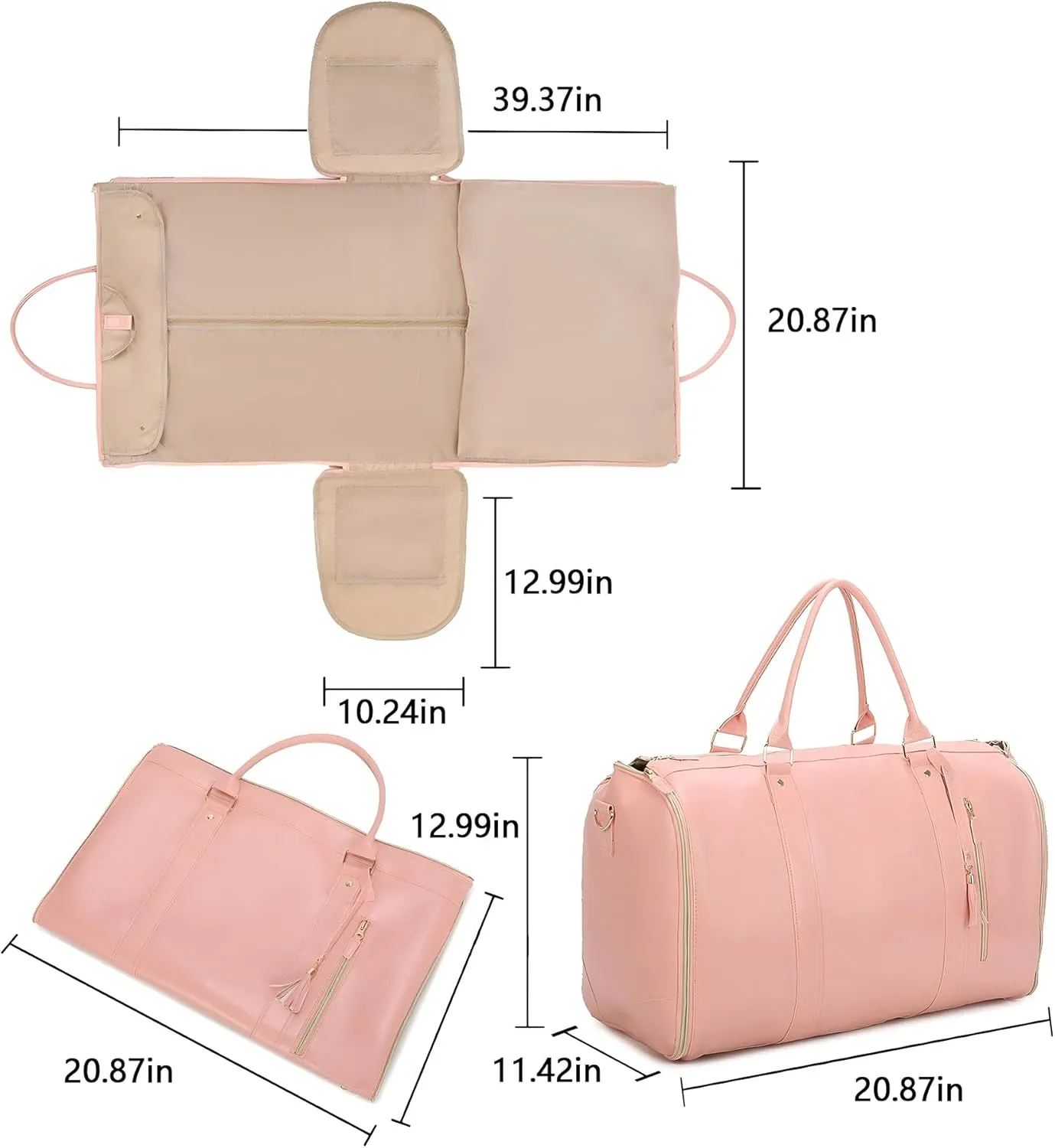 WEALTH Convertible Toiletry Bag - Waterproof Travel Organizer, Weekender Essentials (Beige paired with brown)