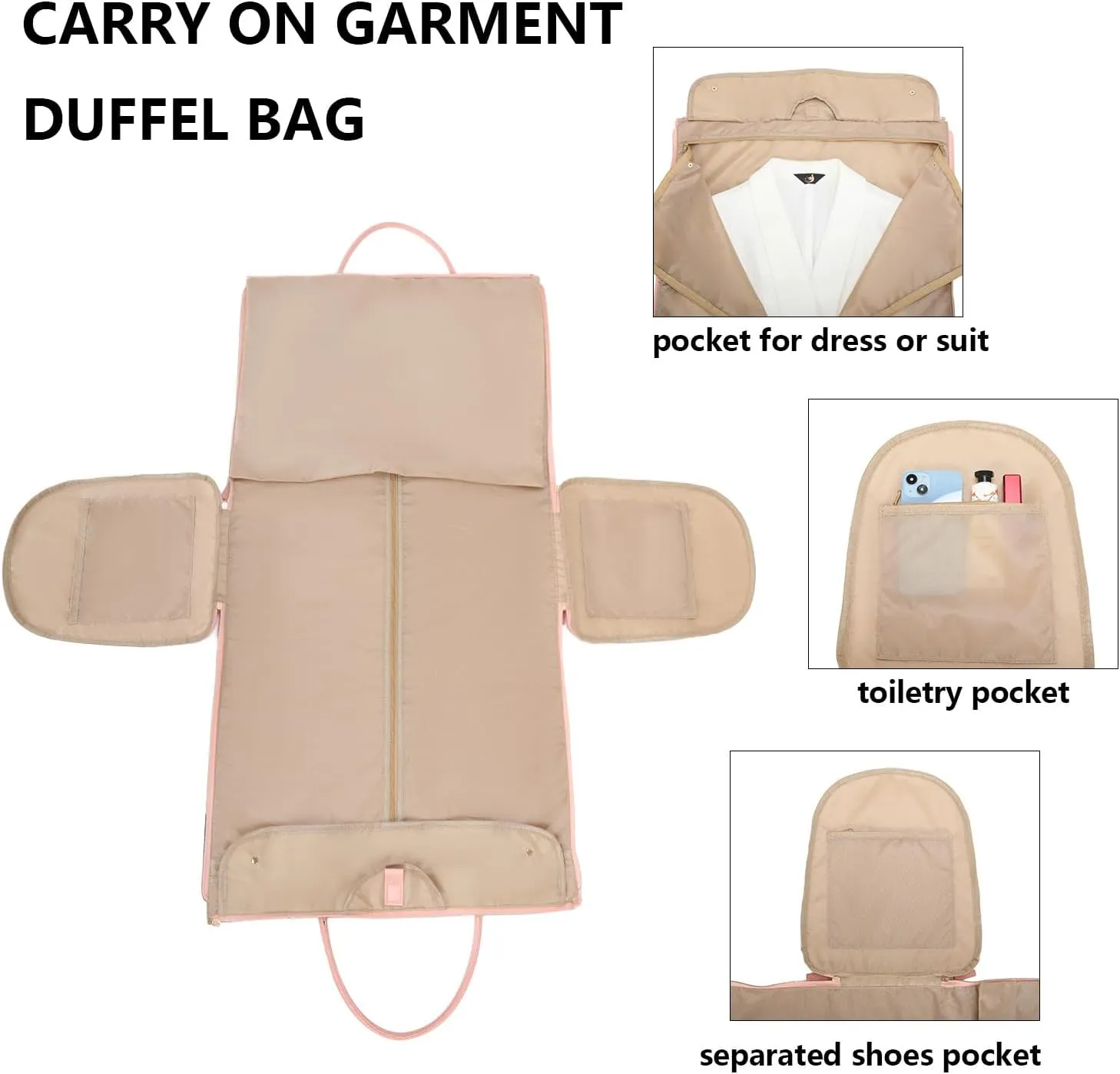 WEALTH Convertible Toiletry Bag - Waterproof Travel Organizer, Weekender Essentials (Beige paired with brown)