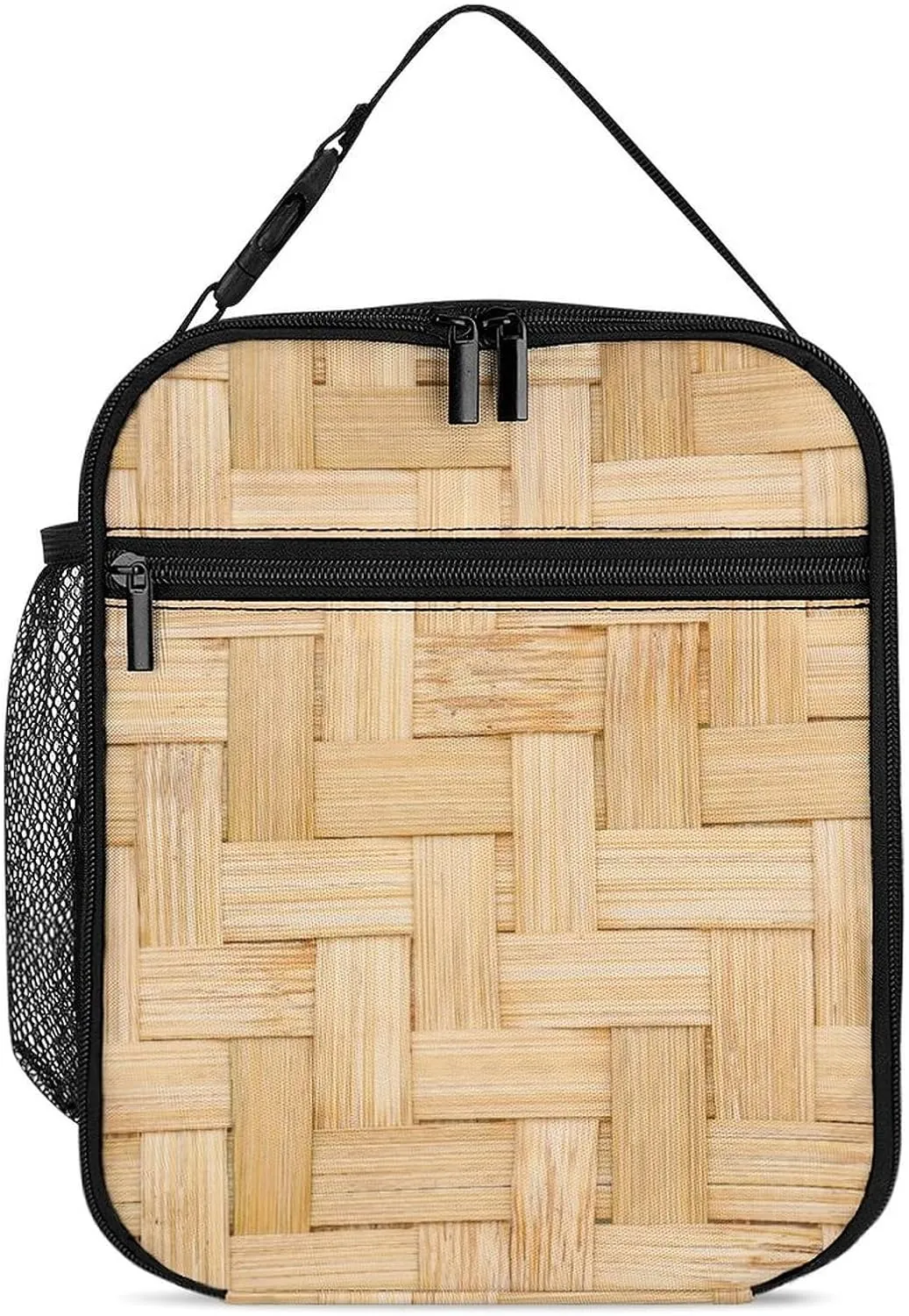 Weave Texture Lunch Bag For Men Women Reusable Lunch Box Basketry Craft Insulated Portable Meal Tote For Work Travel Picnic
