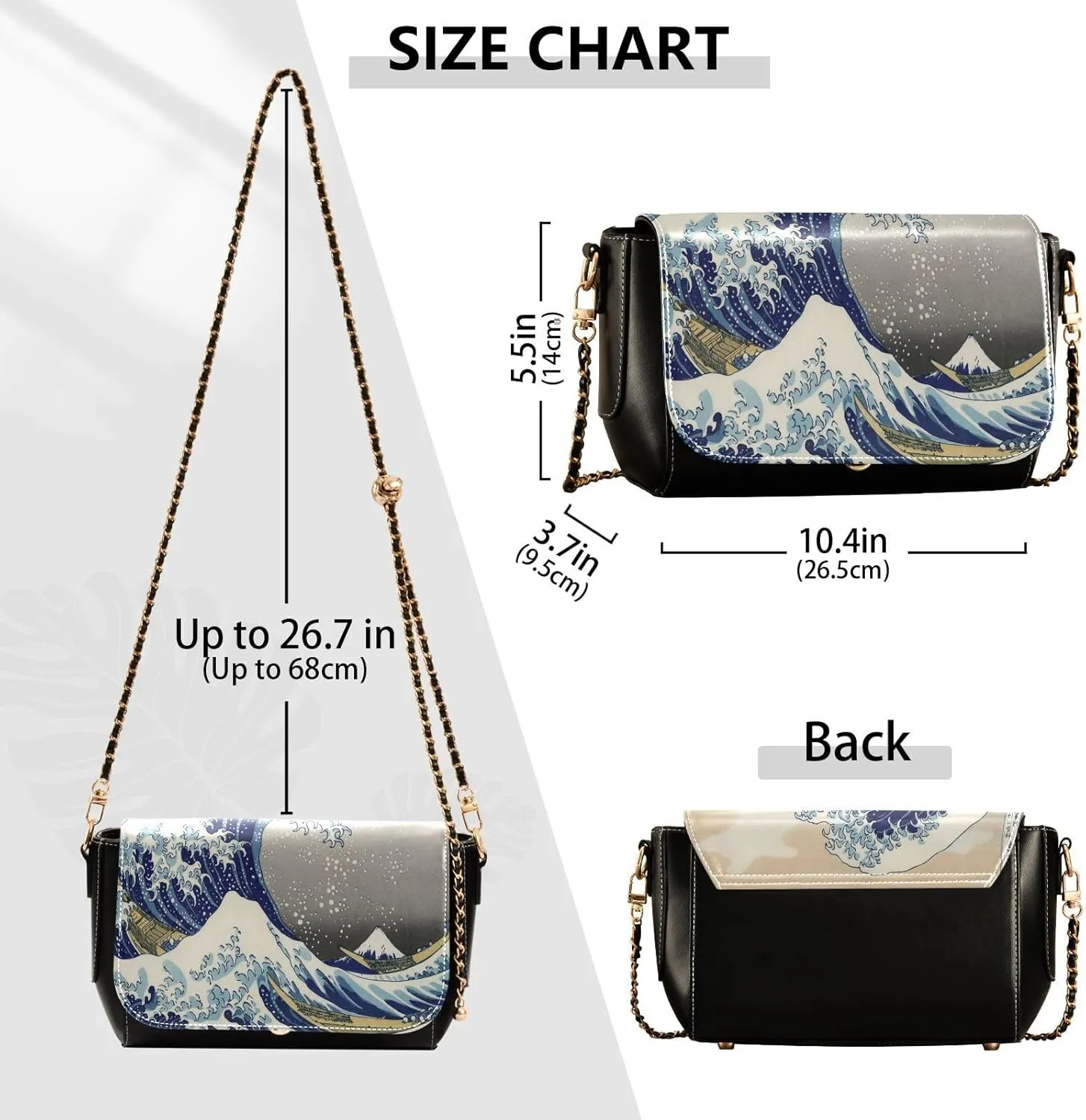 WIHVE Women's Crossbody Handbag Leather Shoulder Bag with Chain Strap