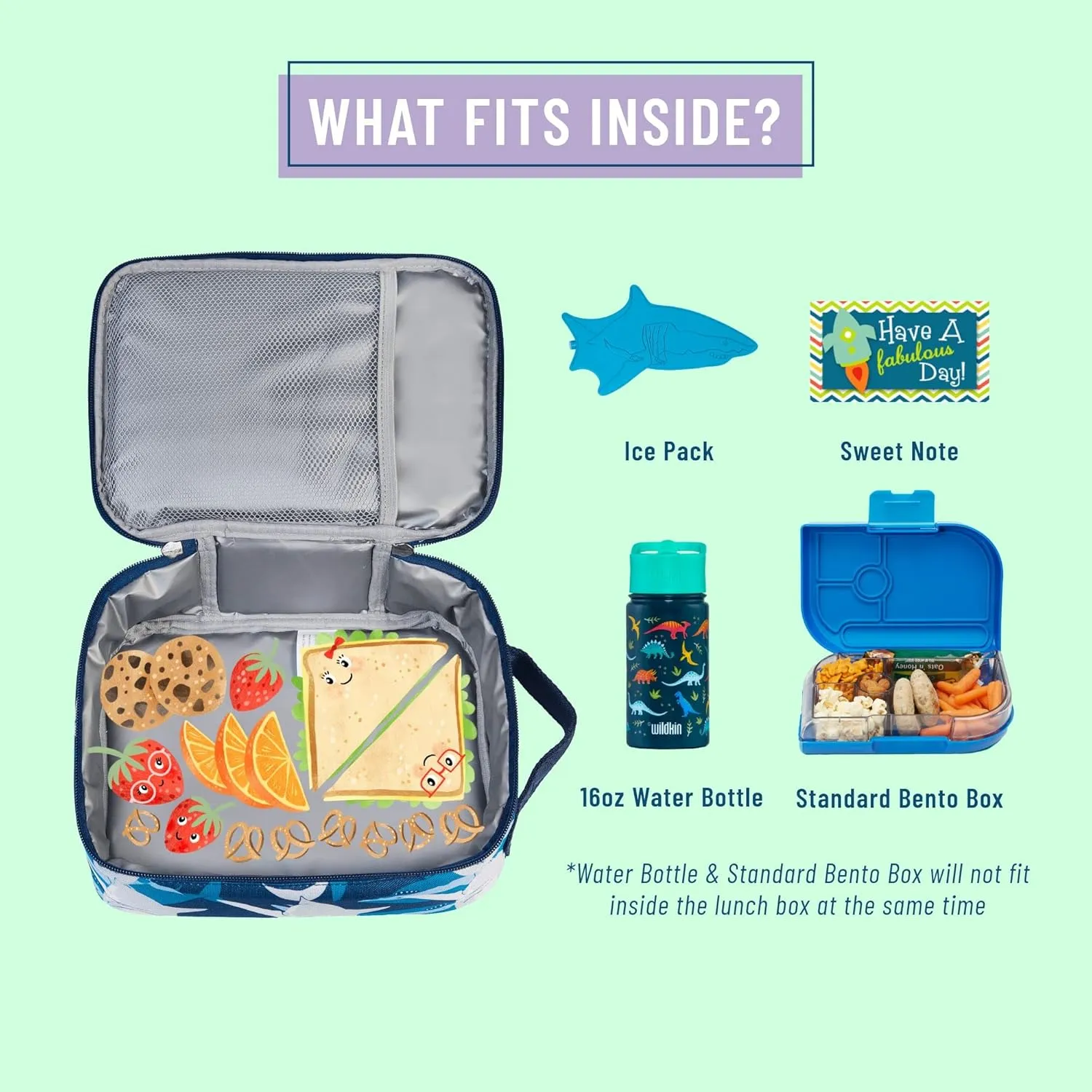 Wildkin ECO rPET Insulated Original Lunch Bag – Durable, Stylish, Ideal for School & Travel - Sharks