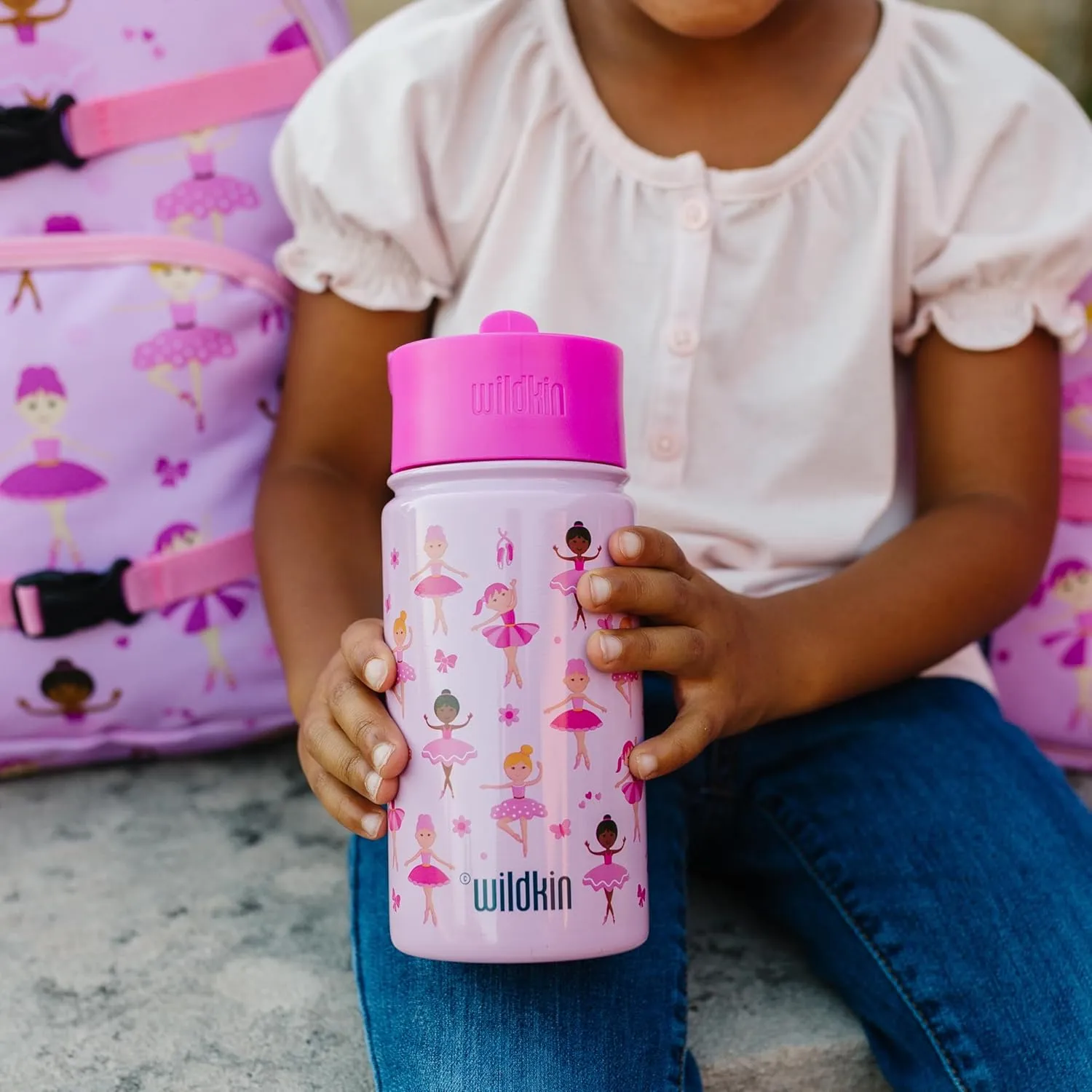 Wildkin Kids 14oz Stainless Steel Water Bottle – BPA-Free, Leakproof, Insulated, Easy-Clean - Ballerina