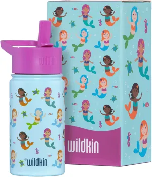 Wildkin Kids 14oz Stainless Steel Water Bottle – BPA-Free, Leakproof, Insulated, Easy-Clean - Mermaids