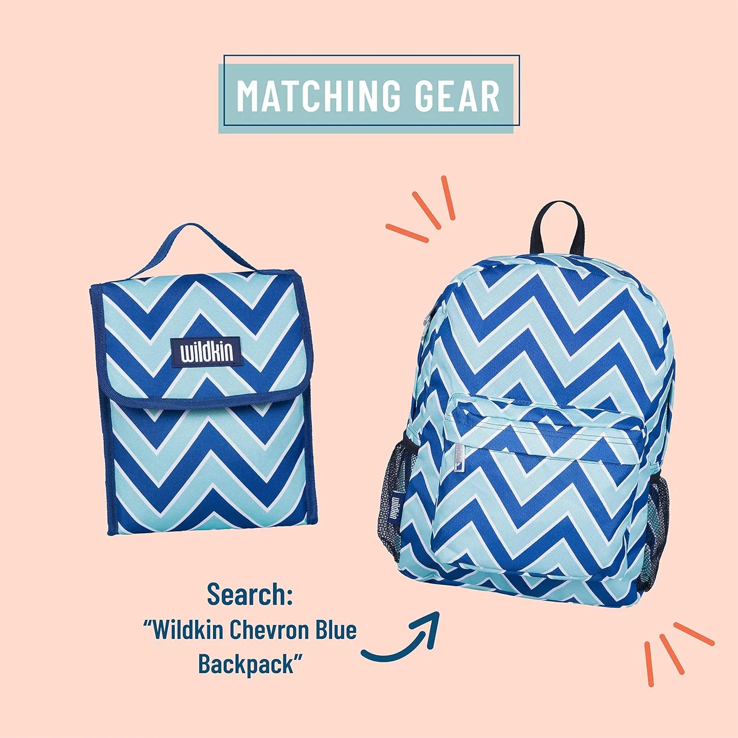 Wildkin Kids Insulated Lunch Bag – Reusable, Ideal for Hot/Cold Snacks, School & Travel - Chevron Blue