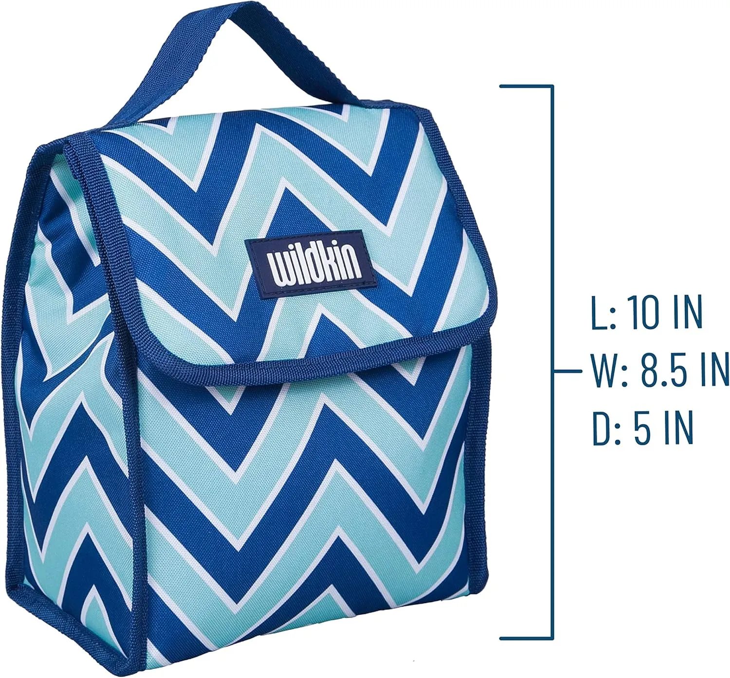 Wildkin Kids Insulated Lunch Bag – Reusable, Ideal for Hot/Cold Snacks, School & Travel - Chevron Blue