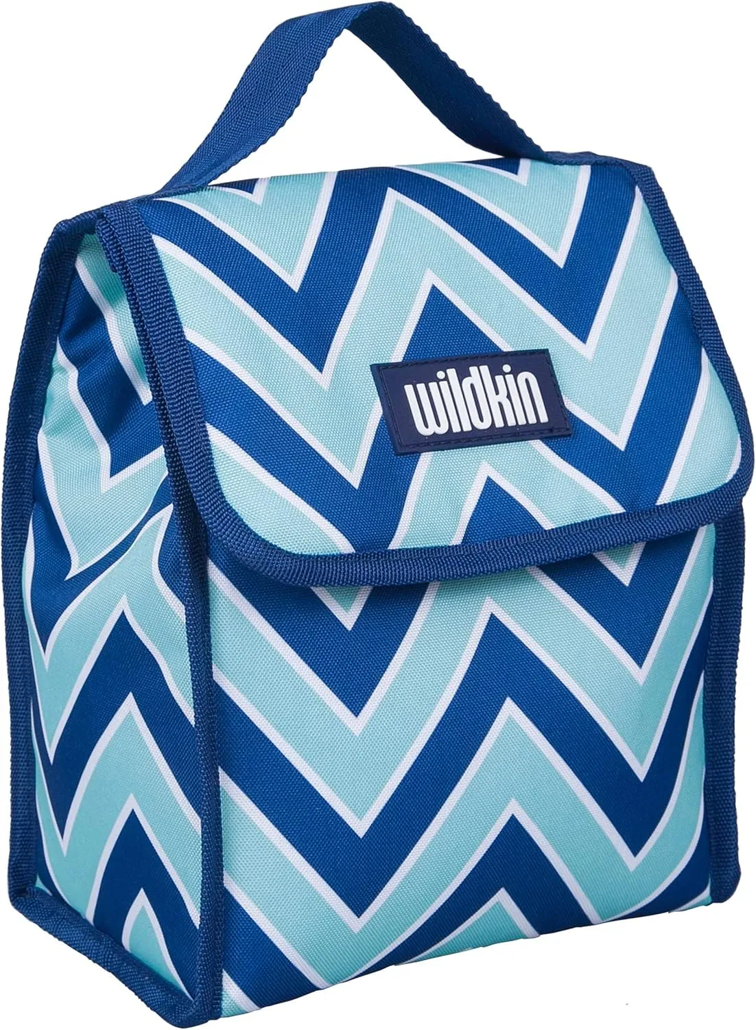 Wildkin Kids Insulated Lunch Bag – Reusable, Ideal for Hot/Cold Snacks, School & Travel - Chevron Blue