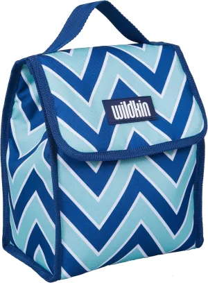 Wildkin Kids Insulated Lunch Bag – Reusable, Ideal for Hot/Cold Snacks, School & Travel - Chevron Blue