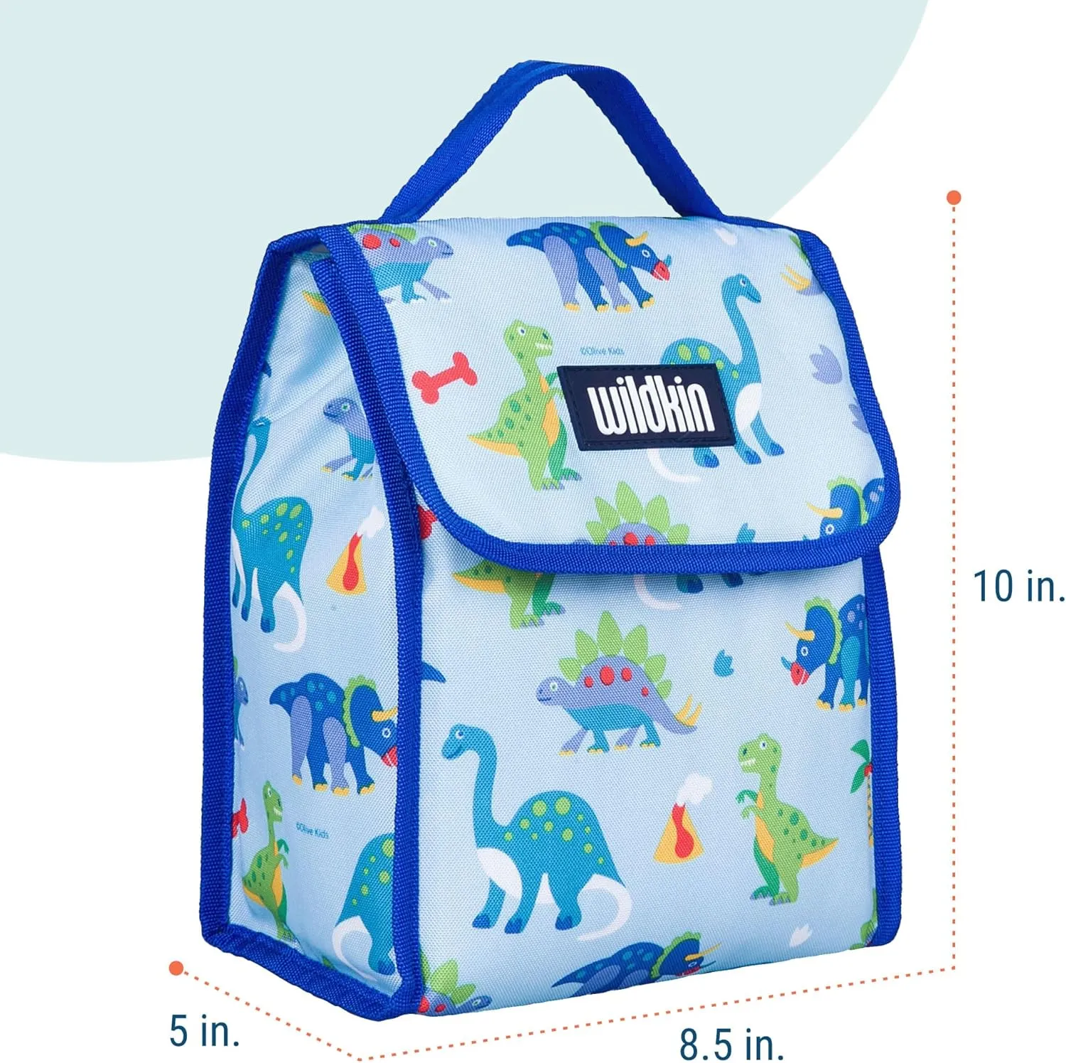 Wildkin Kids Insulated Lunch Bag – Reusable, Ideal for Hot/Cold Snacks, School & Travel - Dinosaur Land