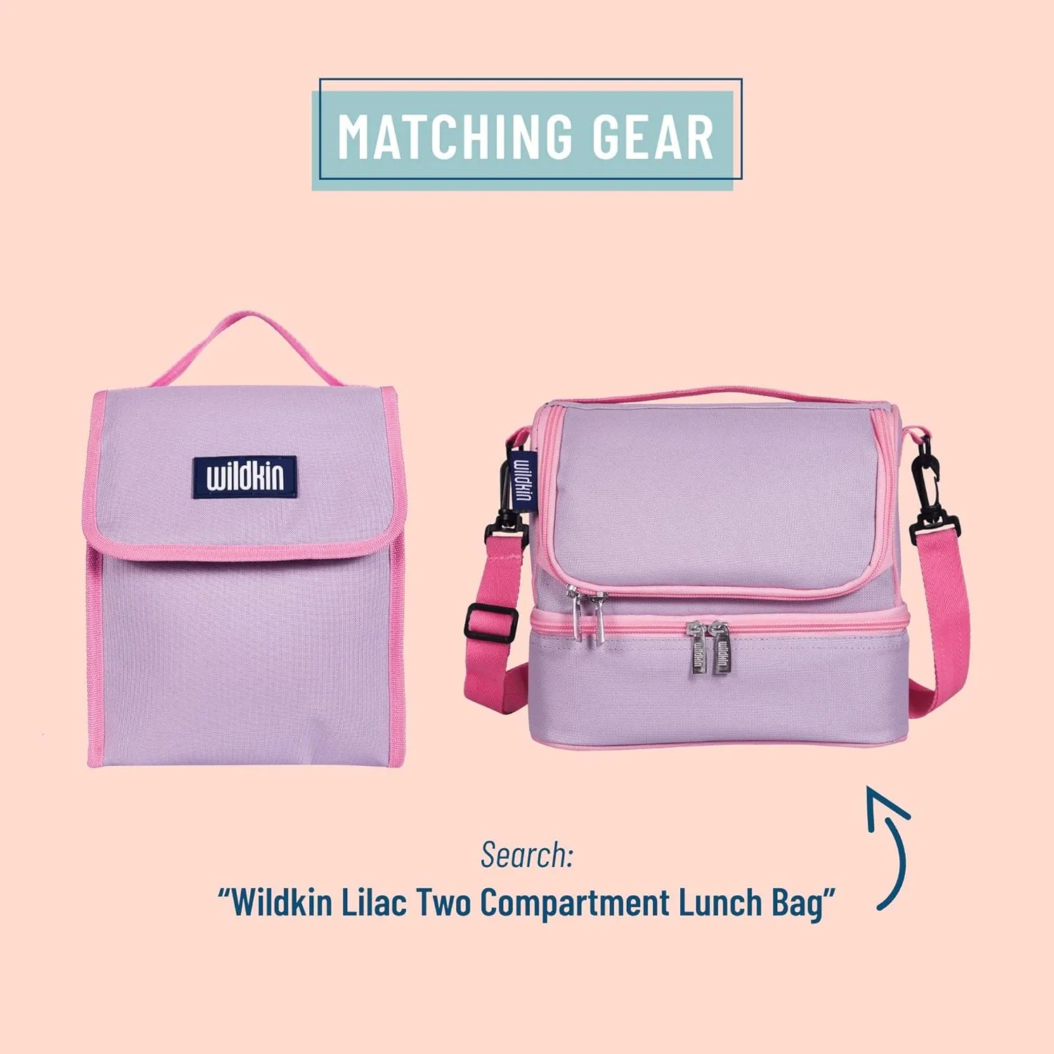 Wildkin Kids Insulated Lunch Bag – Reusable, Ideal for Hot/Cold Snacks, School & Travel - Lilac