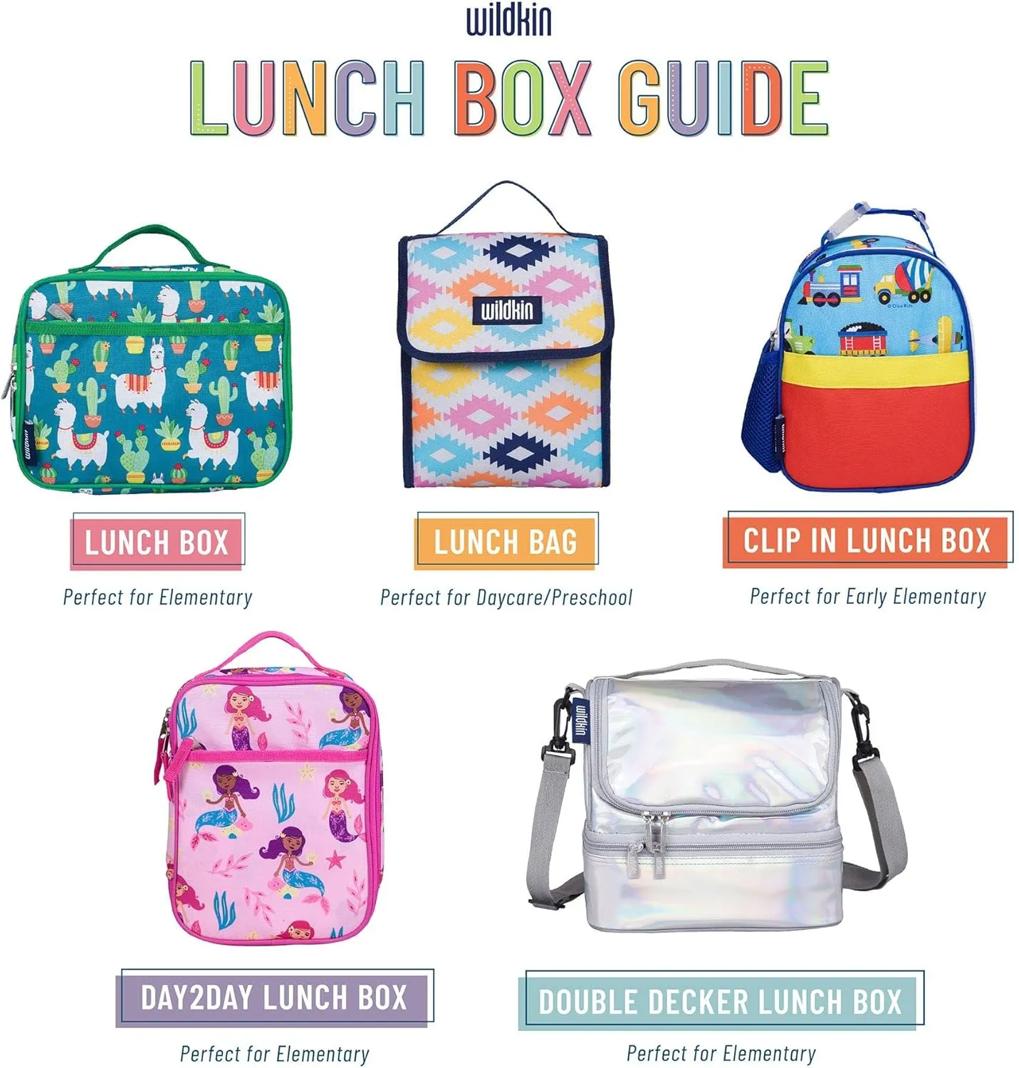 Wildkin Kids Insulated Lunch Bag – Reusable, Ideal for Hot/Cold Snacks, School & Travel - Lilac