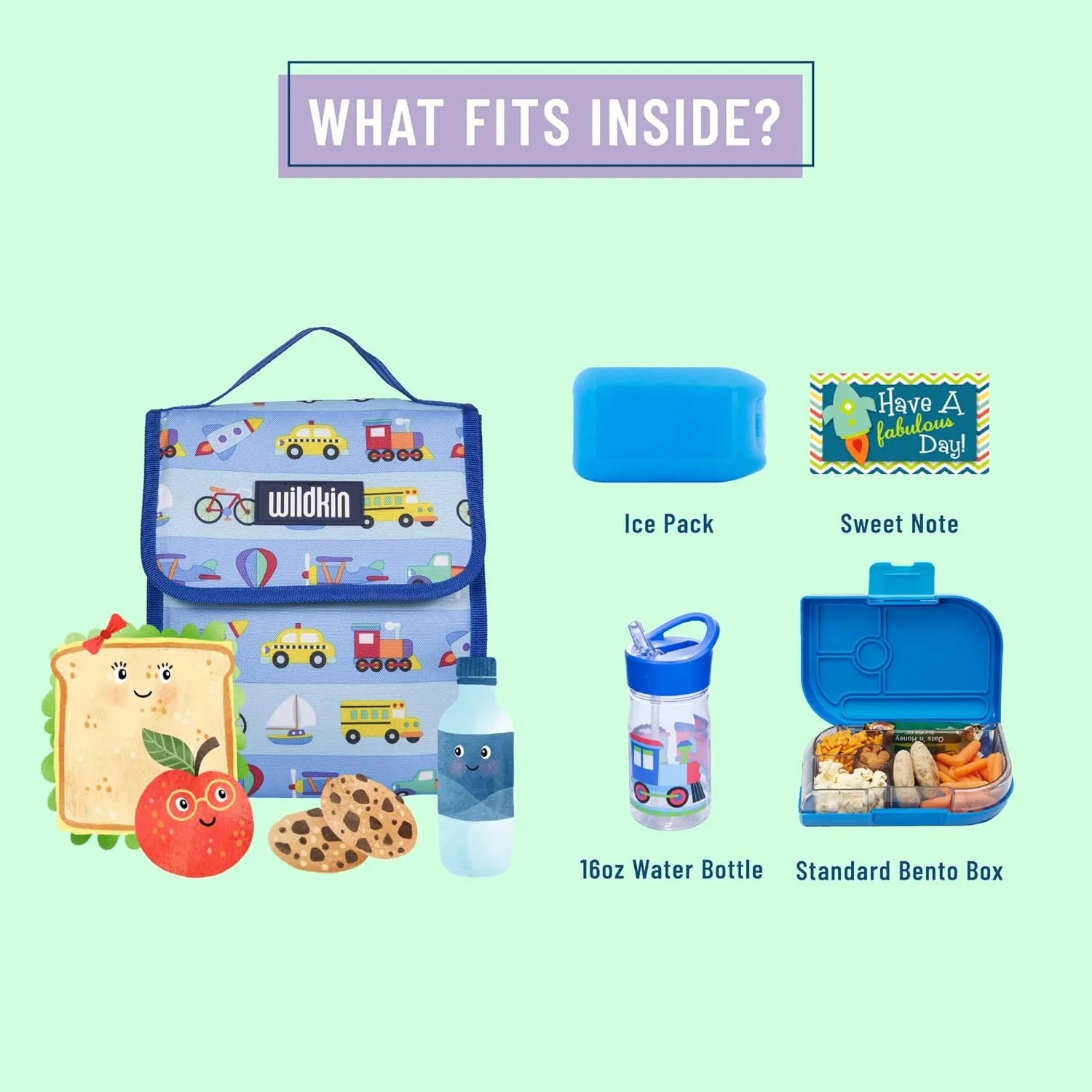 Wildkin Kids Insulated Lunch Bag – Reusable, Ideal for Hot/Cold Snacks, School & Travel - On the Go