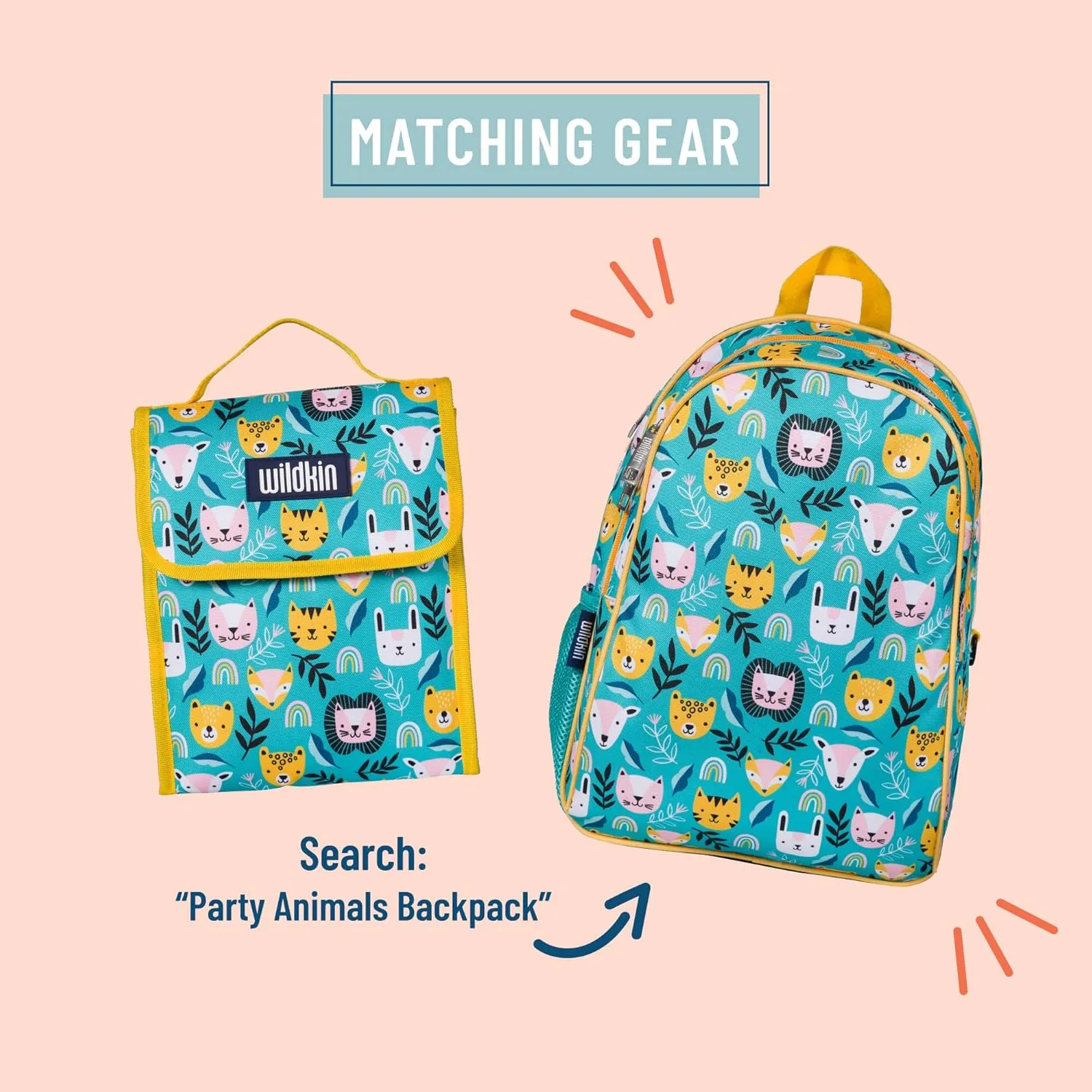 Wildkin Kids Insulated Lunch Bag – Reusable, Ideal for Hot/Cold Snacks, School & Travel - Party Animals