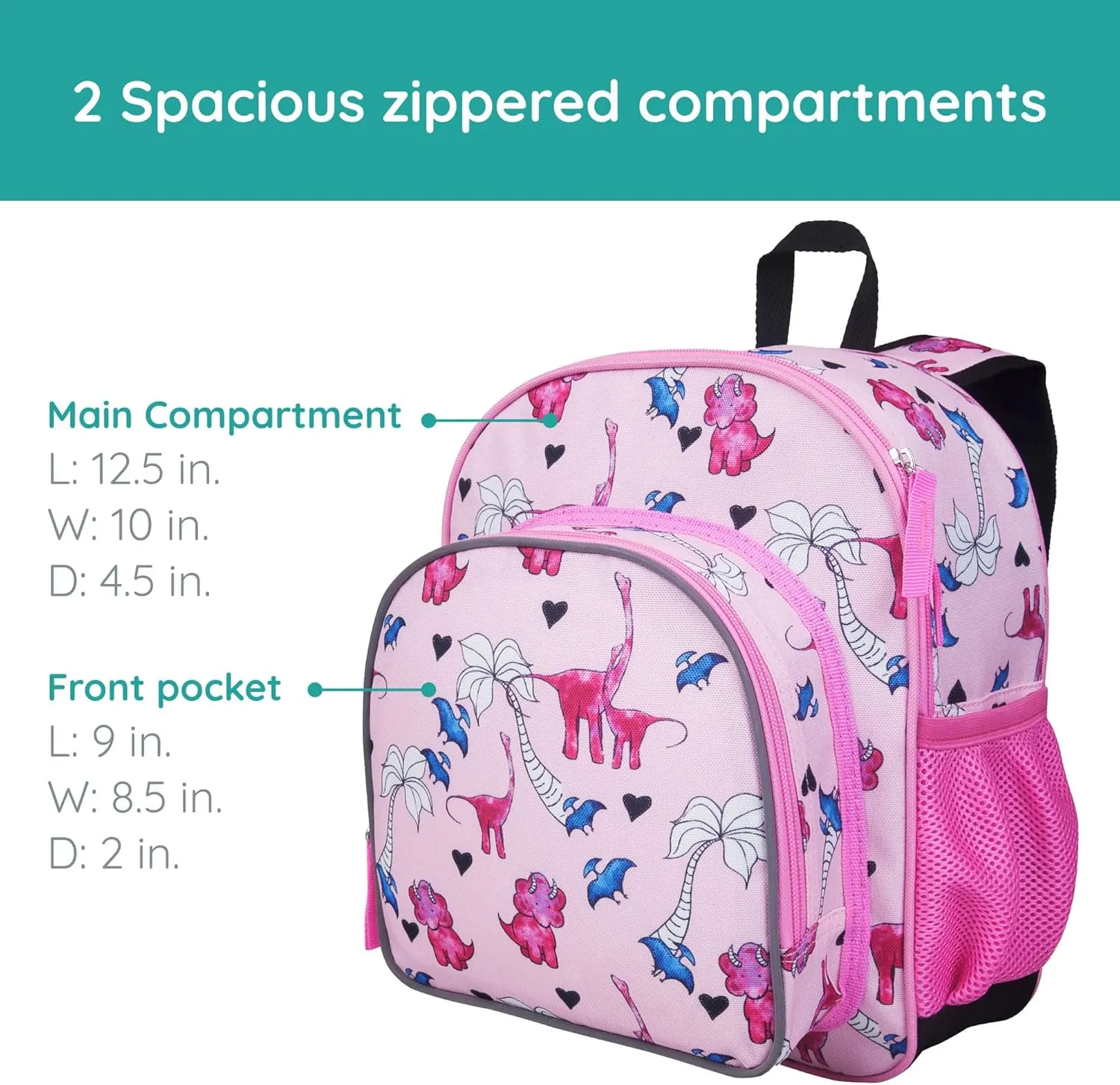 Wildkin Pink Dino 12 Inch Backpack