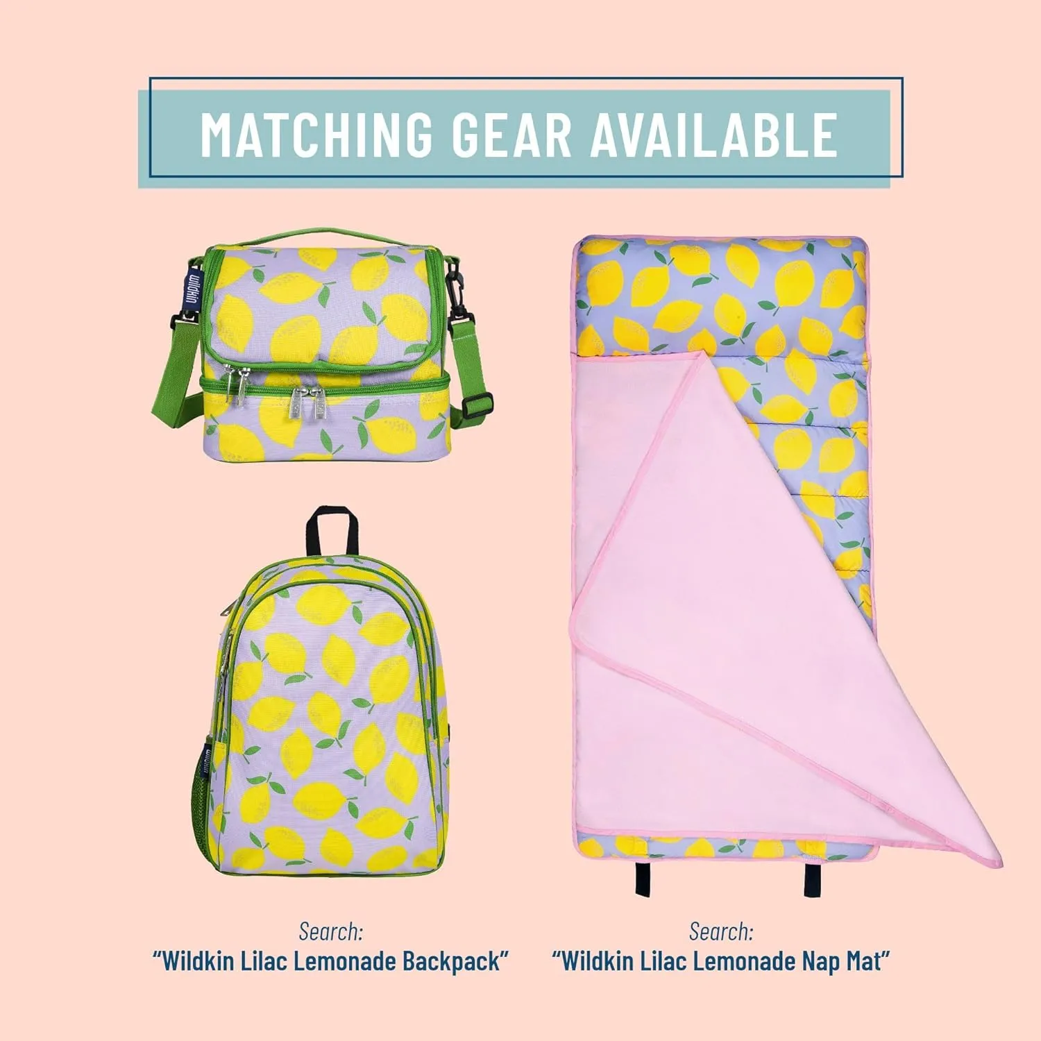 Wildkin Two Compartment Insulated Lunch Bag for Kids – School & Travel Ready - Lilac Lemonade