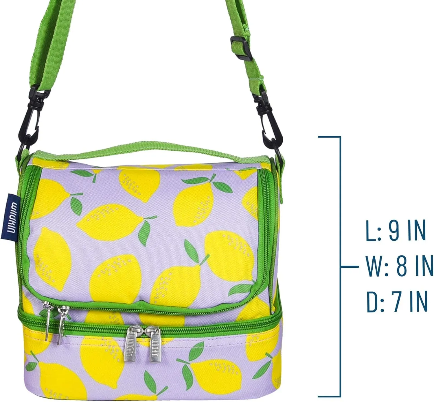 Wildkin Two Compartment Insulated Lunch Bag for Kids – School & Travel Ready - Lilac Lemonade