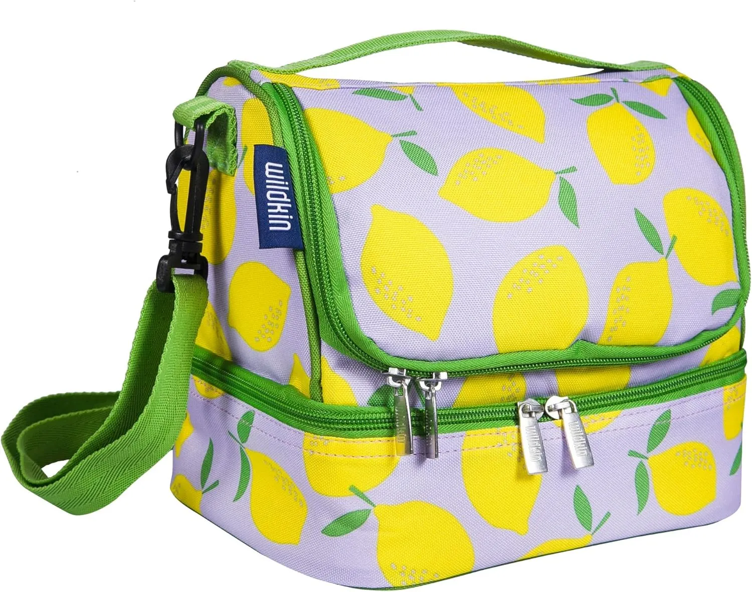 Wildkin Two Compartment Insulated Lunch Bag for Kids – School & Travel Ready - Lilac Lemonade