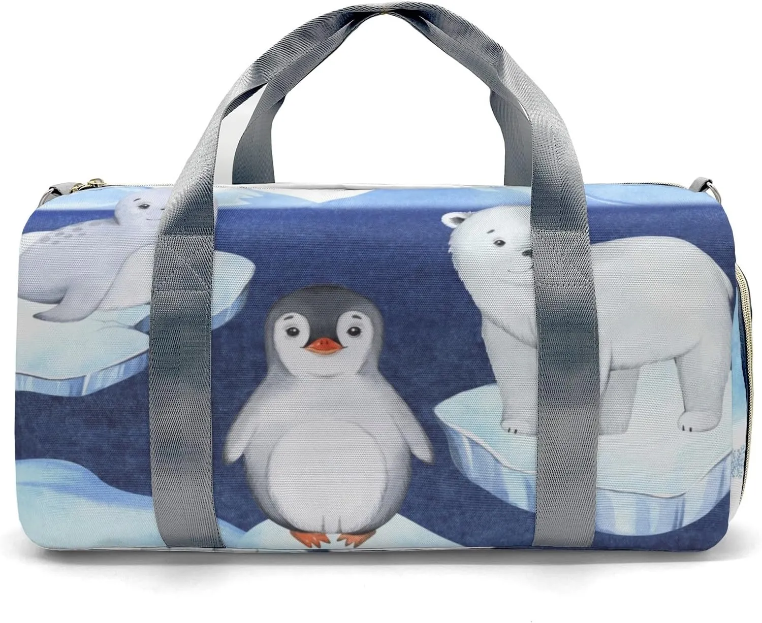 Winter Seal Polar Bear Penguin Personalized Duffel Bags Customized Multi-Function Travel Bag Gym Sports Bag Dance Ballet Overnight Carry On Weekend Bag