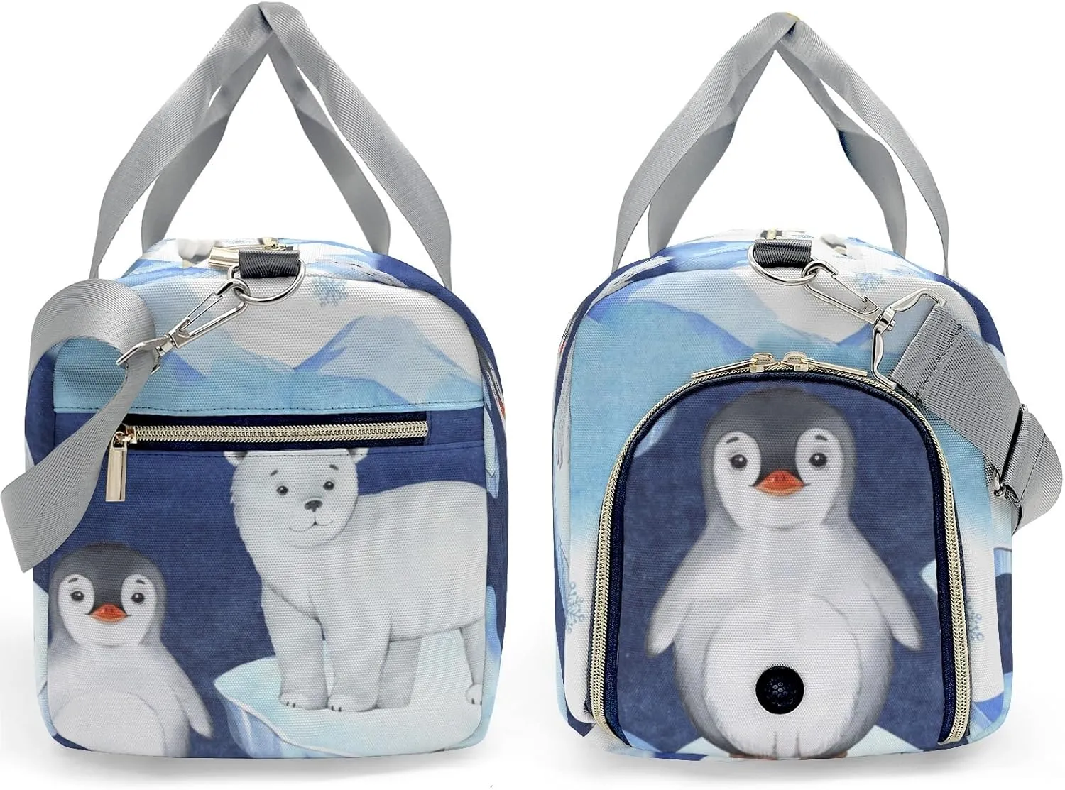 Winter Seal Polar Bear Penguin Personalized Duffel Bags Customized Multi-Function Travel Bag Gym Sports Bag Dance Ballet Overnight Carry On Weekend Bag