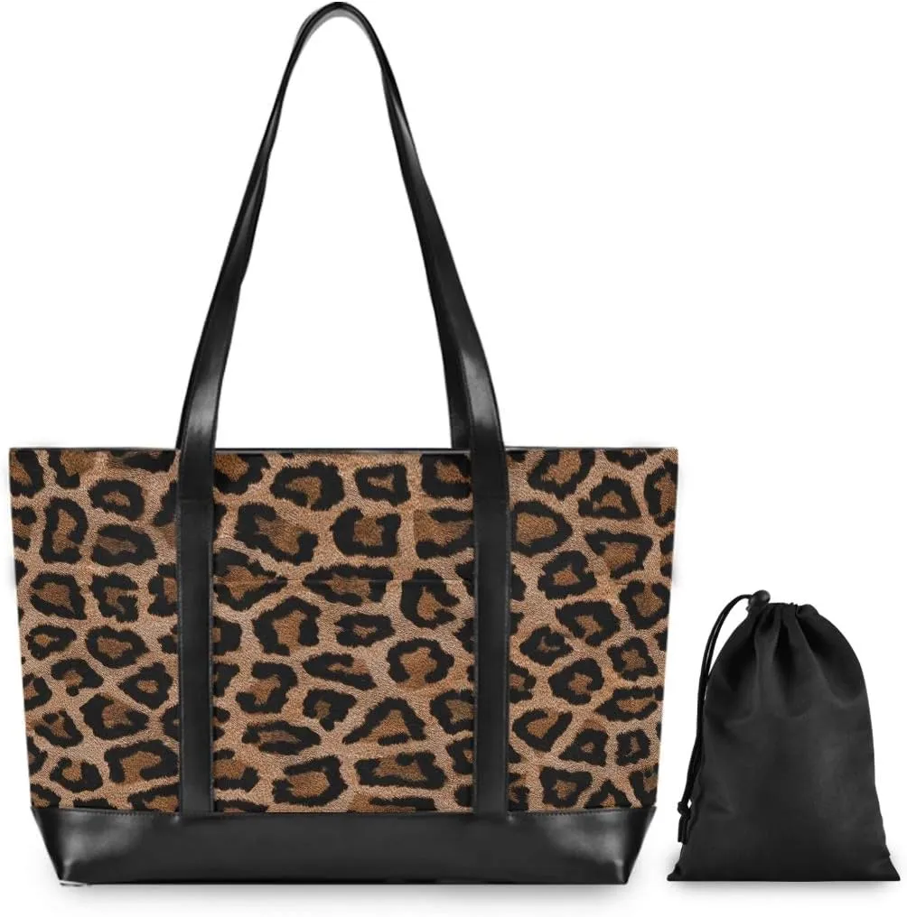 Woman Tote Bag Cheeteh Leopard Print Shoulder Capacity Computer Handbag