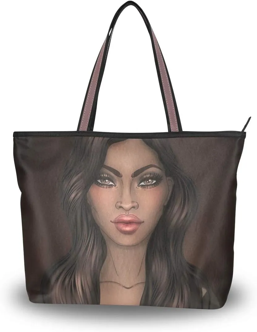 Woman Tote Bag Cute French Bulldog Shoulder Handbag for Work Travel Business Beach Shopping School