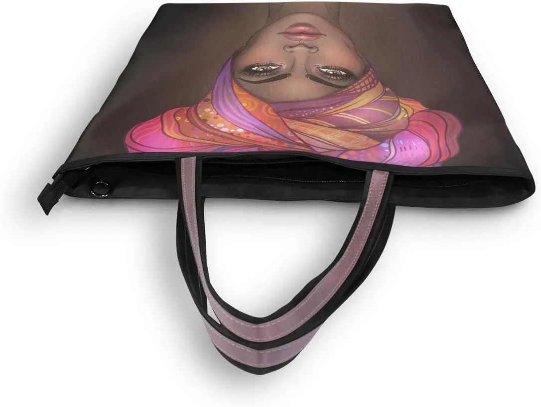 Woman Tote Bag Shoulder Handbag African American Woman for Work Travel Business Beach Shopping School