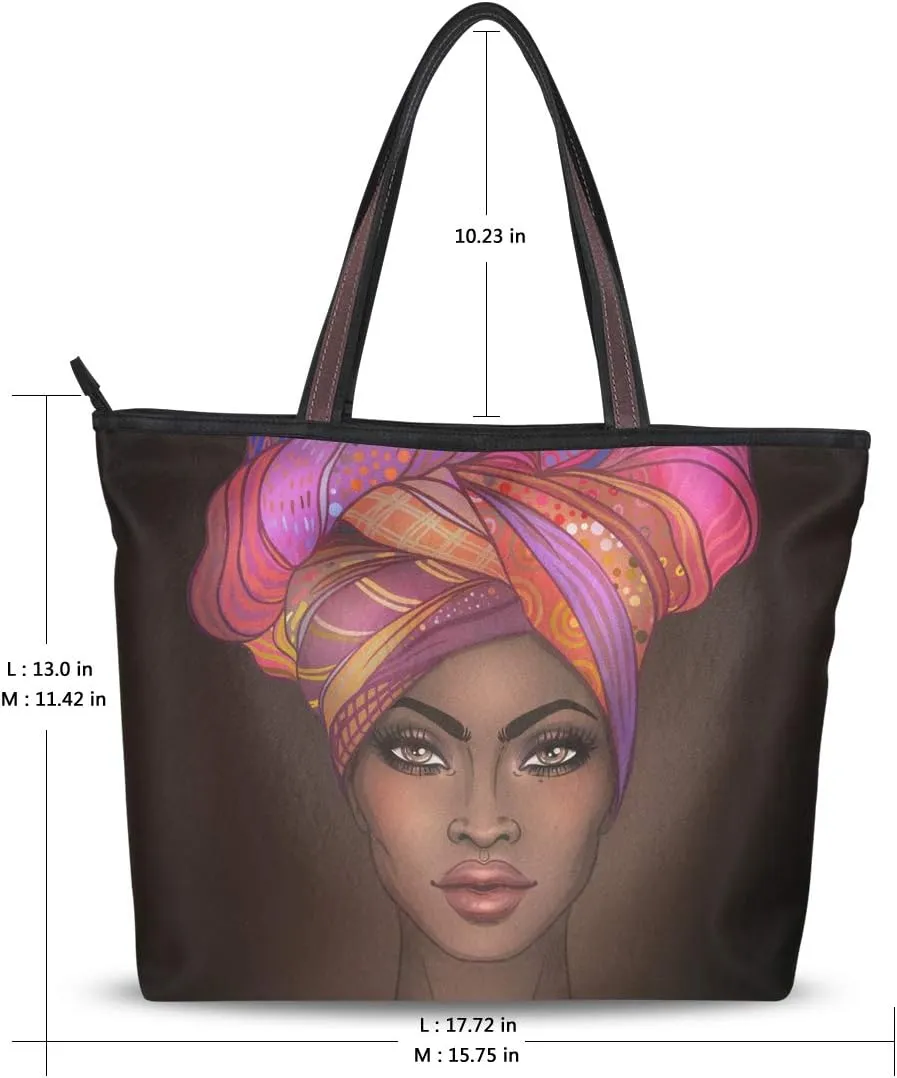 Woman Tote Bag Shoulder Handbag African American Woman for Work Travel Business Beach Shopping School