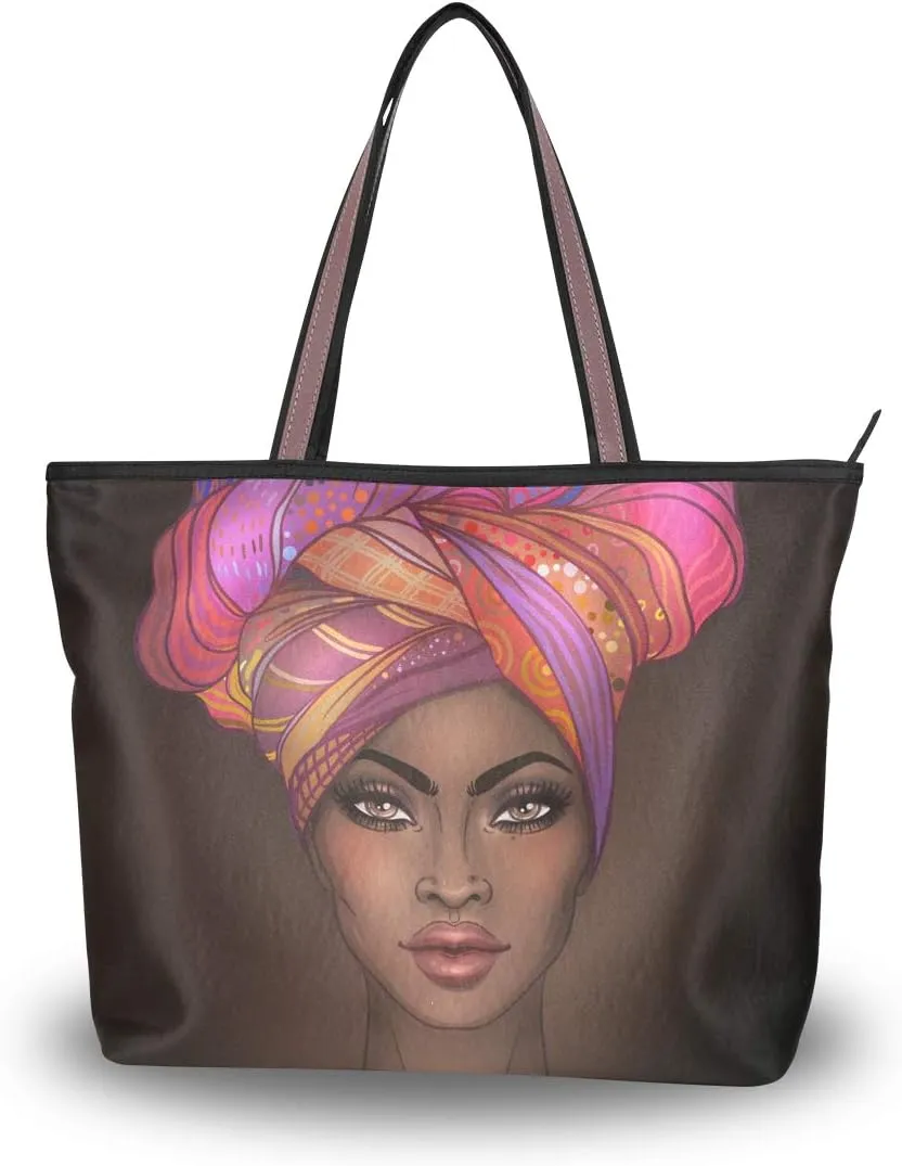 Woman Tote Bag Shoulder Handbag African American Woman for Work Travel Business Beach Shopping School