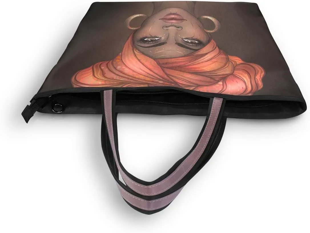Woman Tote Bag Shoulder Handbag African American Woman for Work Travel Business Beach Shopping School