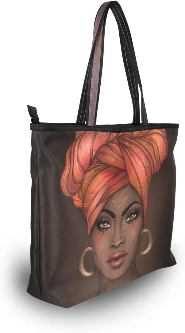 Woman Tote Bag Shoulder Handbag African American Woman for Work Travel Business Beach Shopping School