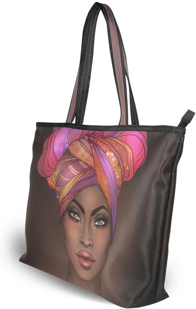 Woman Tote Bag Shoulder Handbag African American Woman for Work Travel Business Beach Shopping School