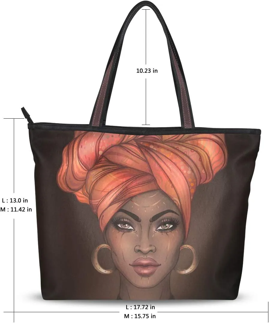 Woman Tote Bag Shoulder Handbag African American Woman for Work Travel Business Beach Shopping School