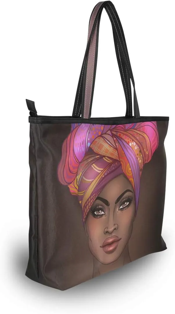 Woman Tote Bag Shoulder Handbag African American Woman for Work Travel Business Beach Shopping School