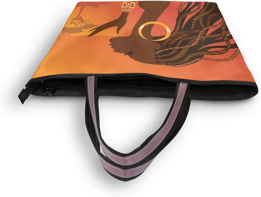 Woman Tote Bag Shoulder Handbag Orange Elephant for Work Travel Business Beach Shopping School
