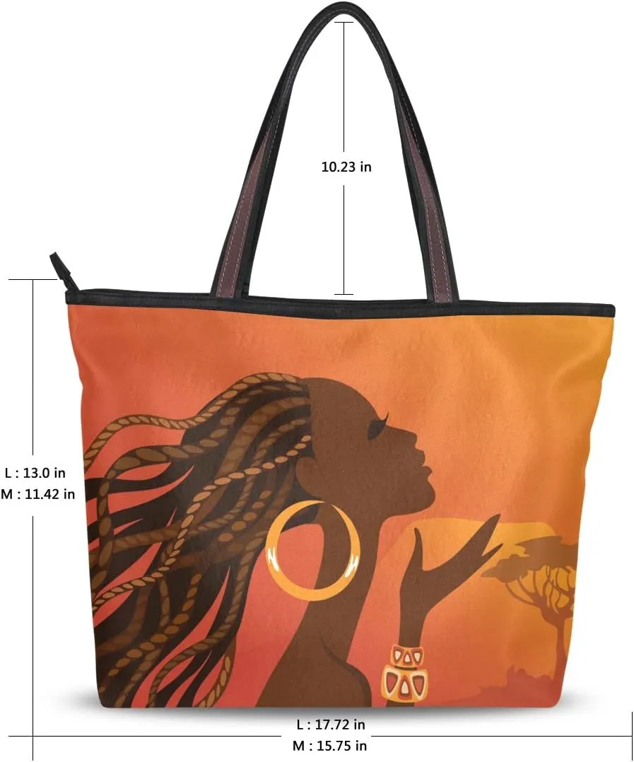 Woman Tote Bag Shoulder Handbag Orange Elephant for Work Travel Business Beach Shopping School