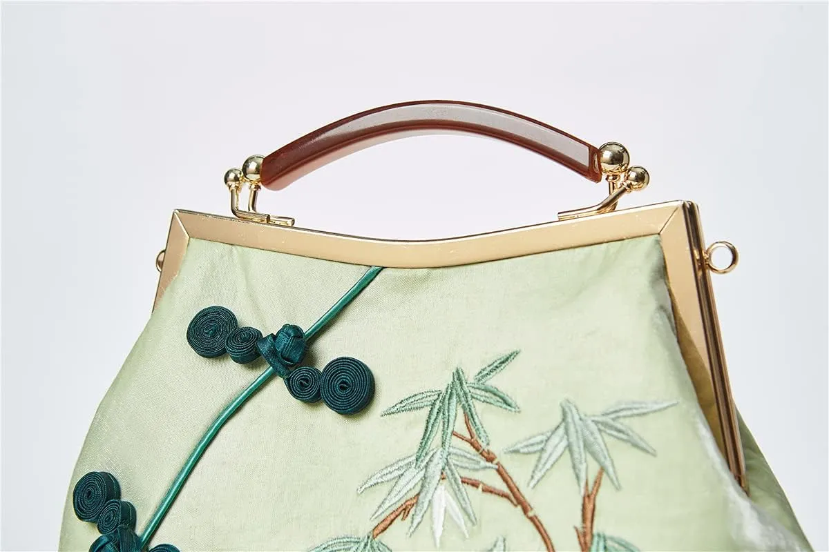 Women Chinese Classical Embroidery Purse Vintage Embroidery Clutch Handag with Tassel and Pendant