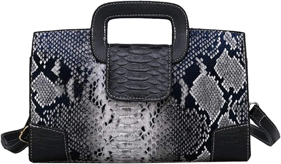 Women Crocodile Embossed Handbag Vintage Flap Tote Purse Evening Clutch Shoulder Bag