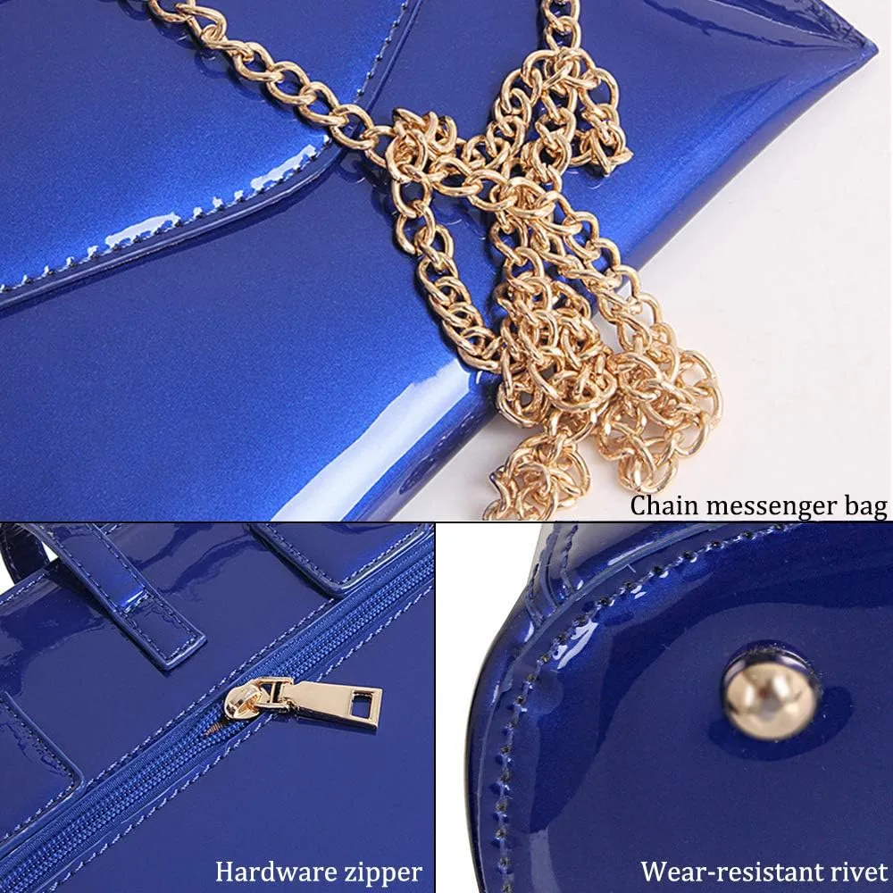 Women Fashion Handbags Patent Leather Tote Purses Shoulder Top Handle Bags 3pcs