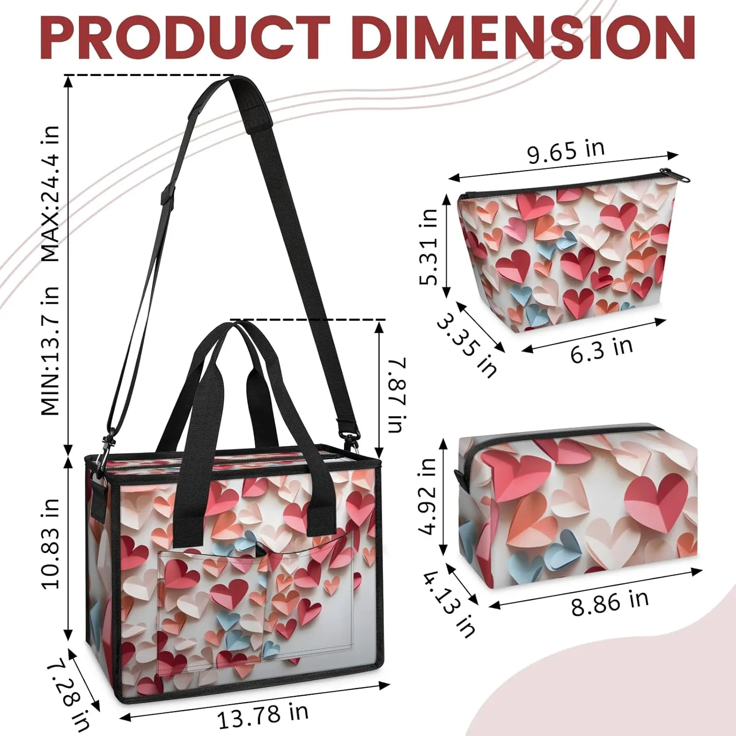 Women Fashion Tote Bag Wallet Shoulder Bags Set 3PCS Top Handle Satchel Purse Large Zippered Handbag Daily Use