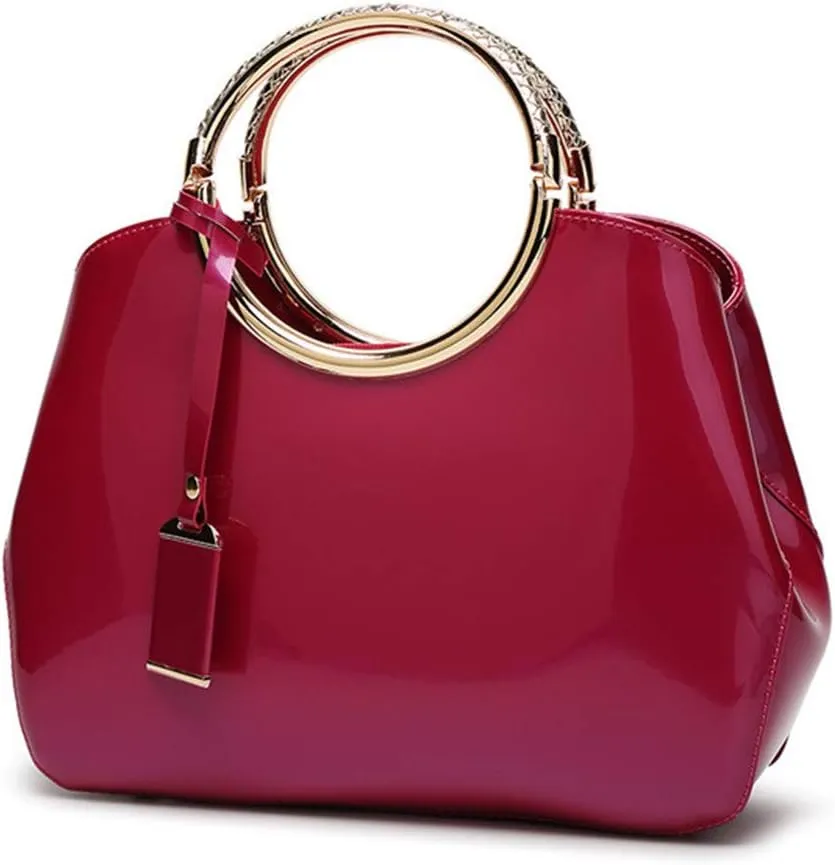 Women Handbags, Ladies Top Handle Bags, Patent Leather Stylish Tote Shoulder Bags Purse for Work, Wedding, Shopping, Dating