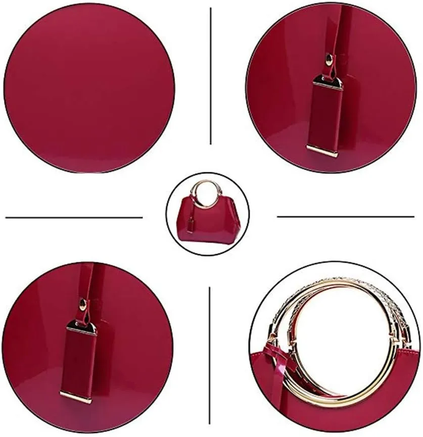Women Handbags, Ladies Top Handle Bags, Patent Leather Stylish Tote Shoulder Bags Purse for Work, Wedding, Shopping, Dating
