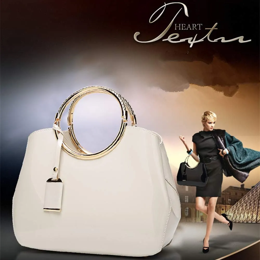Women Handbags, Ladies Top Handle Bags, Patent Leather Stylish Tote Shoulder Bags Purse for Work, Wedding, Shopping, Dating