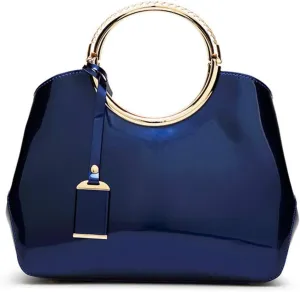 Women Handbags, Ladies Top Handle Bags, Patent Leather Stylish Tote Shoulder Bags Purse for Work, Wedding, Shopping, Dating