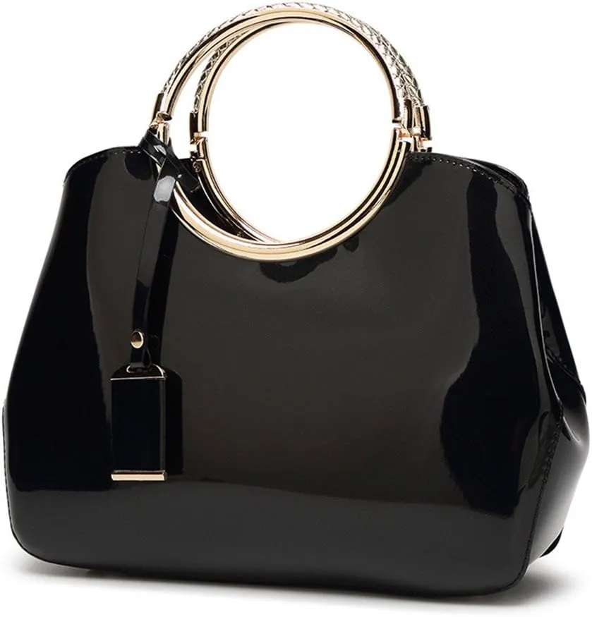 Women Handbags, Ladies Top Handle Bags, Patent Leather Stylish Tote Shoulder Bags Purse for Work, Wedding, Shopping, Dating