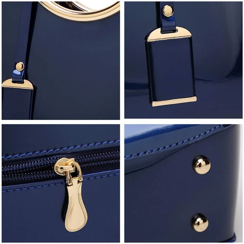 Women Handbags, Ladies Top Handle Bags, Patent Leather Stylish Tote Shoulder Bags Purse for Work, Wedding, Shopping, Dating